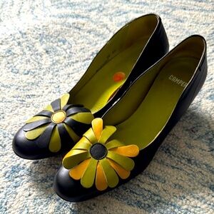 Rare camper floral twins leather heels 39 *damaged